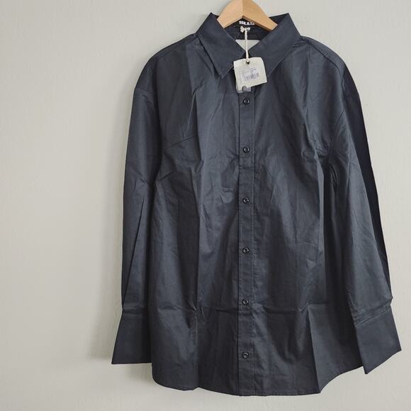 NEW Ser.O.Ya by Retrofete Lydia Open Back Button Down Bra Top in Black - Picture 9 of 16